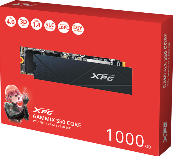 ADATA 1TB XPG GAMMIX S50 CORE SGAMMIXS50C-1000G-CS PCIe Gen4 x4 M.2 2280 SSD 