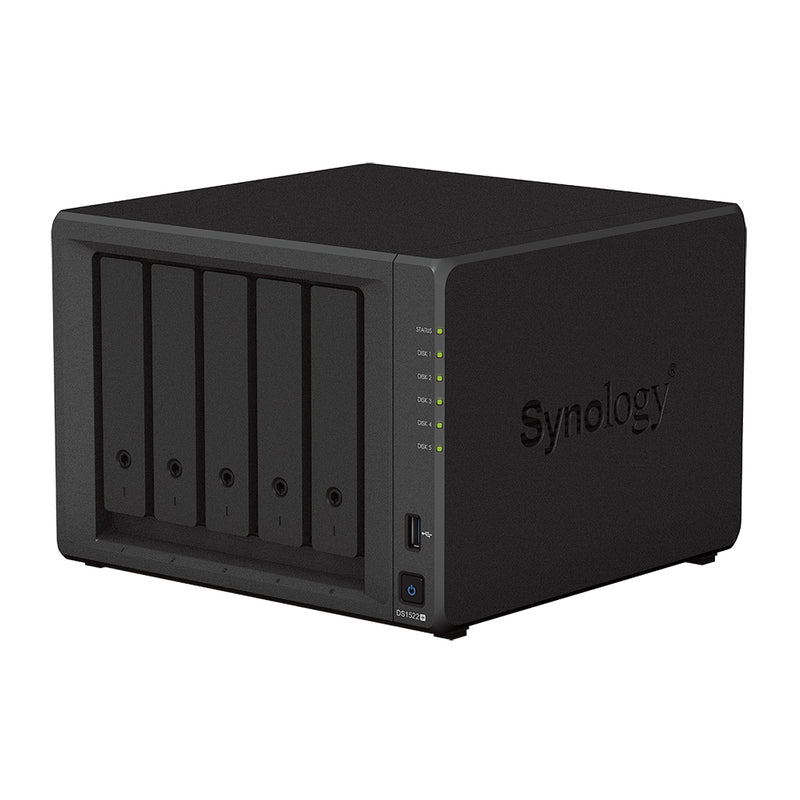 Synology DiskStation DS1522+ 5-Bay NAS (AMD Ryzen R1600 dual-core CPU, 8GB DDR4 ECC SODIMM Ram) 