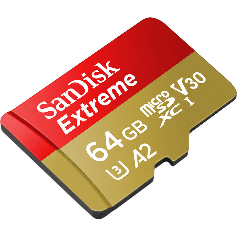 SanDisk 64GB Extreme microSDXC (A2, V30, UHS-I/U3, 170R/80W MB/s) SDSQXAH-064G-GN6MN 772-4522