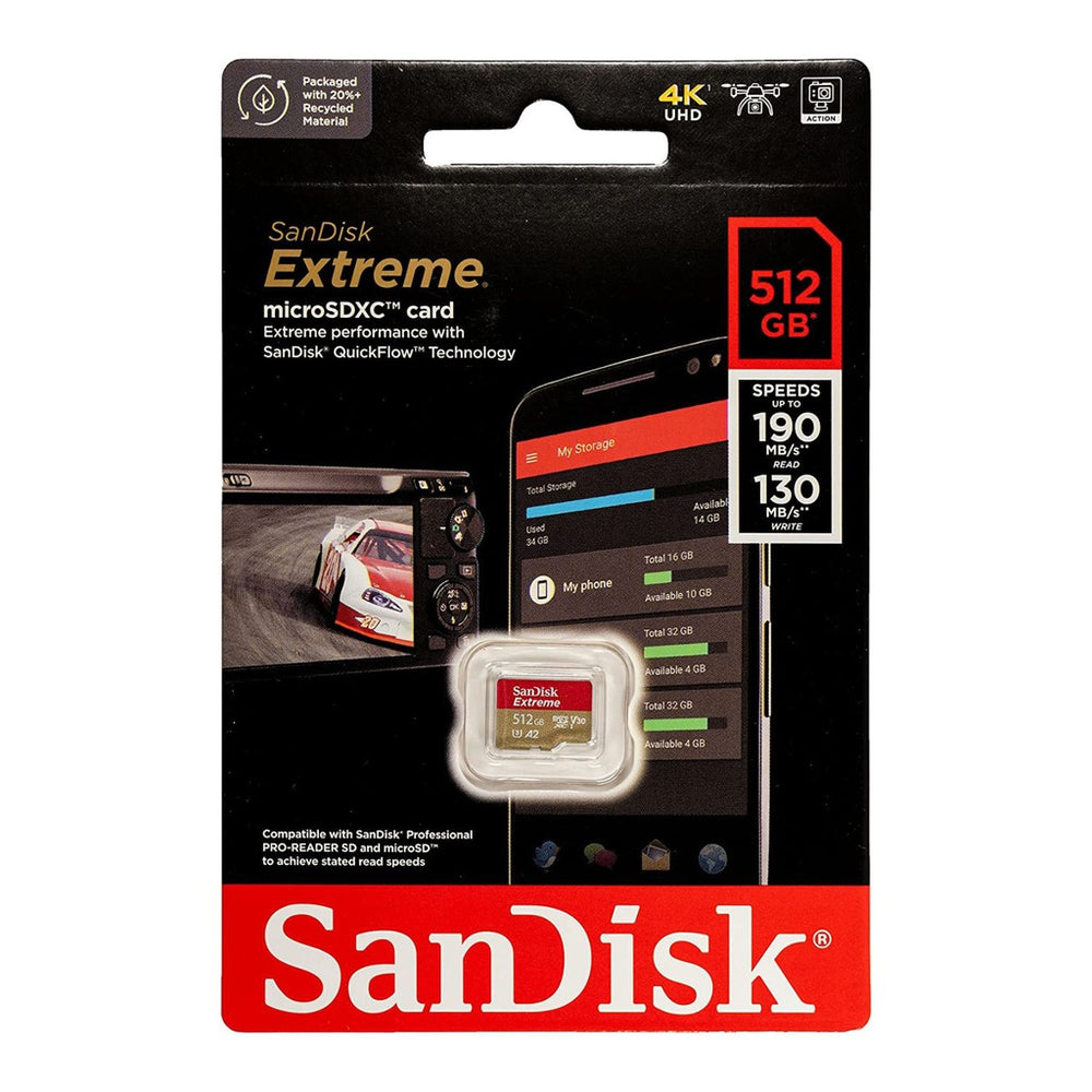 SanDisk 512GB Extreme microSDXC (A2, V30, UHS-I/U3, 190R