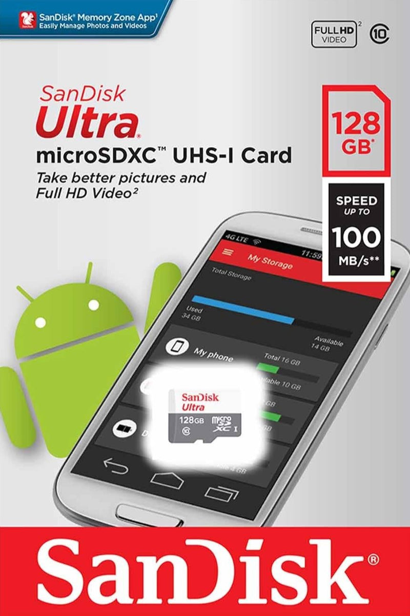 SanDisk 128GB Ultra microSDHC™/microSDXC™ UHS-I Card SDSQUNR-128G-GN3MA 772-4367