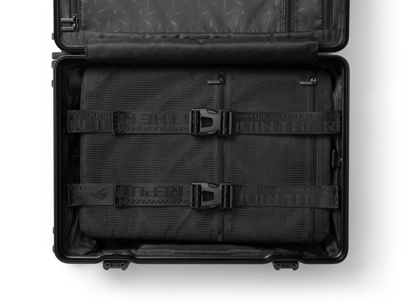 ASUS ROG SLASH 20-inch carry-on case delivers all your gear safely to its destination and can accompany you wherever you go - BT3700 ROG SLASH SUITCASE/BK