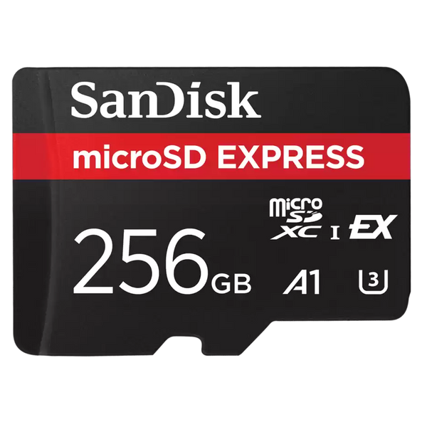 SanDisk 256GB Express microSD (PCIe NVMe, UHS-I, U3, A1, 5.3K, 880MB/s) SDSQXFN-256G-GN4NN 772-4702