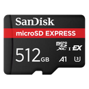 SanDisk 512GB Express microSD (PCIe NVMe, UHS-I, U3, A1, 5.3K, 880MB/s) SDSQXFN-512G-GN4NN 772-4772