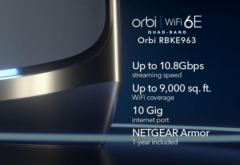 【驚喜優惠】NETGEAR Orbi RBKE963 AXE11000 WiFi Whole Home Quad-Band Mesh 6E 10G WAN System (3件裝)