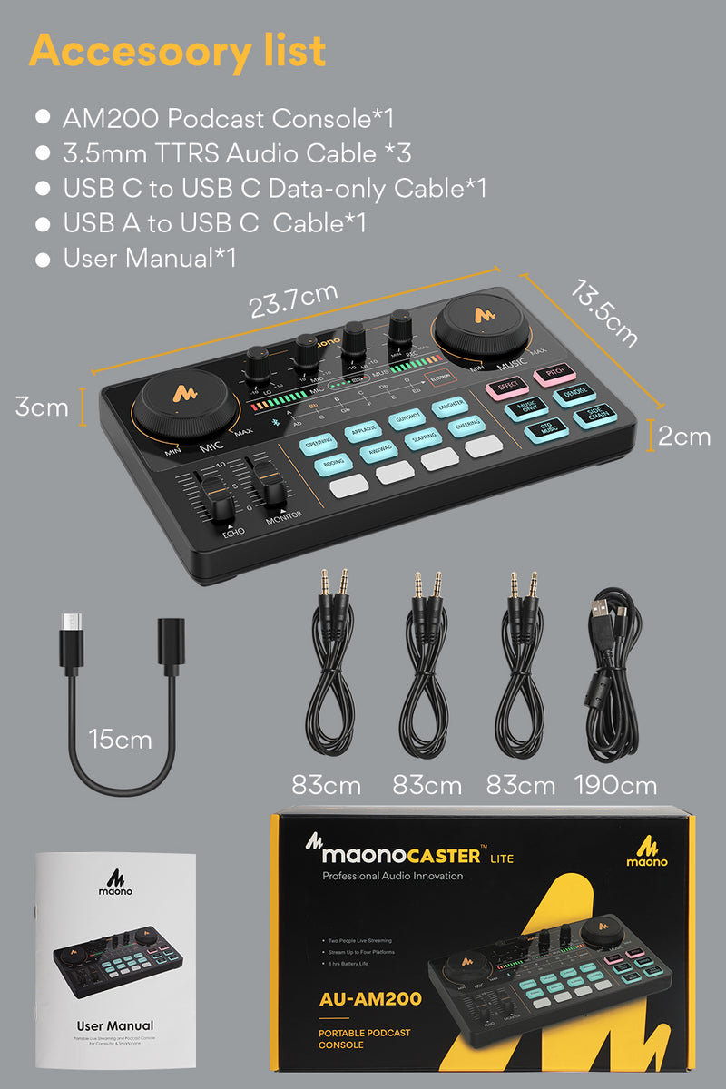 Maono Maonocaster Lite AU-AM200 Sound Console Mixer entry-level multi-functional portable broadcast mixer 