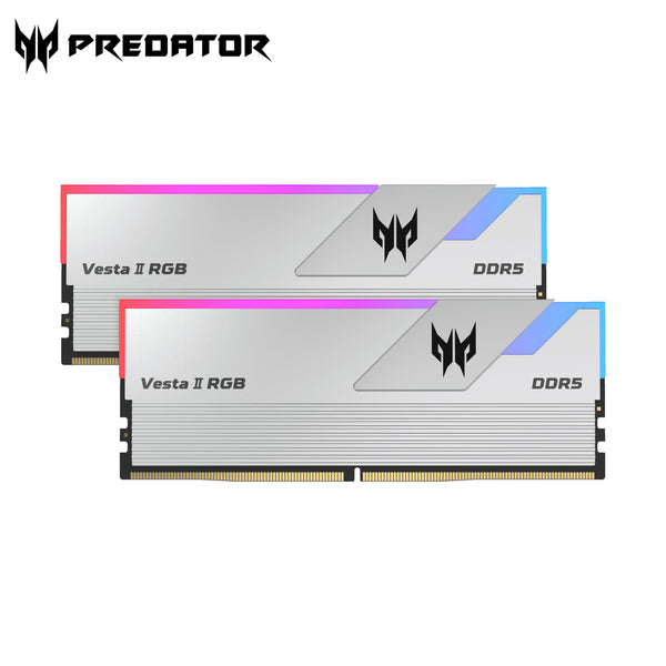 Acer 32GB Kit (2x16GB) Predator VESTA II RGB Silver BL.9BWWR.366 CL30 DDR5 6000MHz Memory AMD EXPO &amp; Intel XMP 3.0 (RM-AV5D32W) 