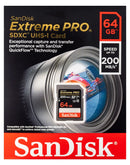 SanDisk 64GB Extreme Pro SD Card (CL10 V30 UHS-I U3 4K UHD 200MB/s) SDSDXXU-064G-GN4IN 772-4537