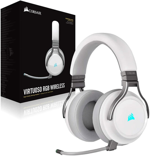 Corsair VIRTUOSO RGB WIRELESS High-Fidelity Gaming Headset - White CA-9011186-AP 