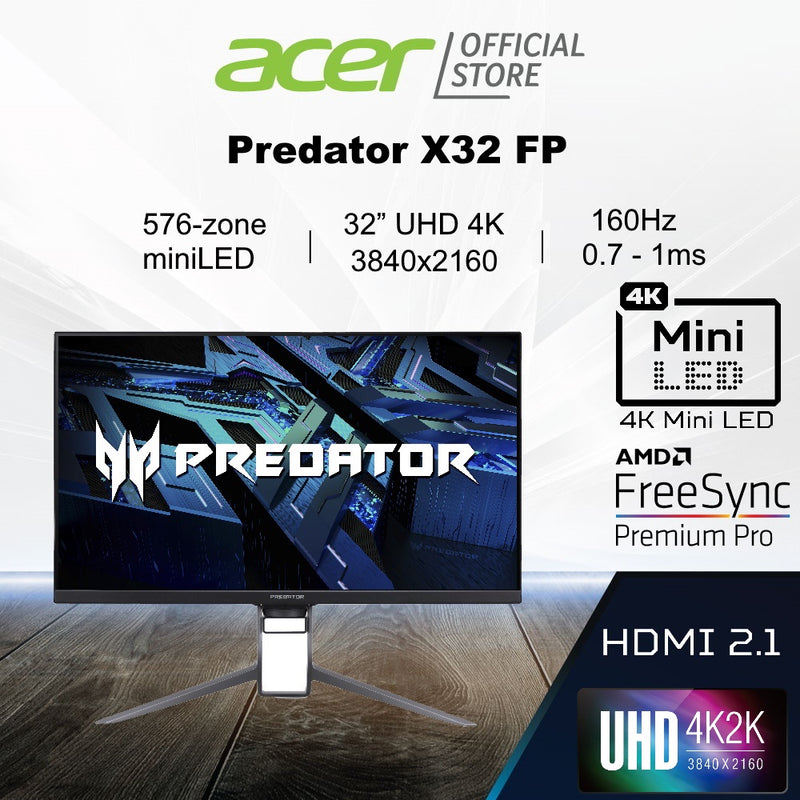 Acer 31.5" X32 FPBMIIIIPHUZX 165Hz 4K UHD Mini LED (16:9) Gaming Monitor (HDMI2.1)