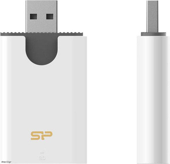 Silicon Power Combo White SD and microSD USB 3.2 Card Reader (SPU3AT5REDEL300W) 