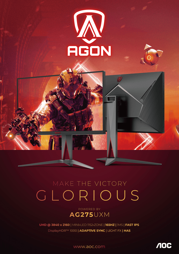 [Latest Product] AOC 27" AGON AG275UXM 165Hz 4K UHD 1152 Zone Mini LED Quantum Dot (16:9) Gaming Monitor (HDMI2.1) 