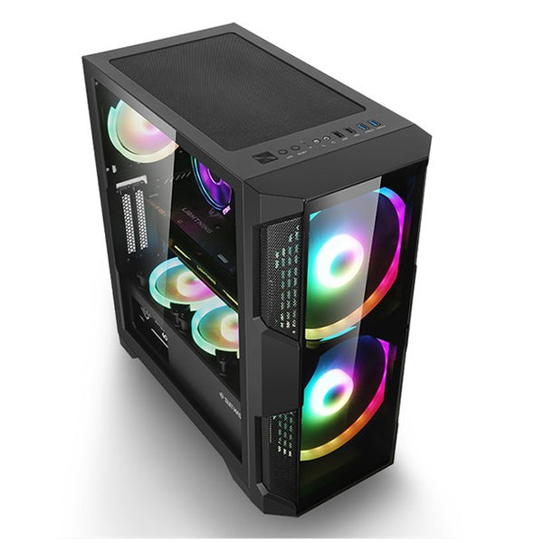 ABKO Suitmaster 761G Black Tempered Glass ATX Computer Case