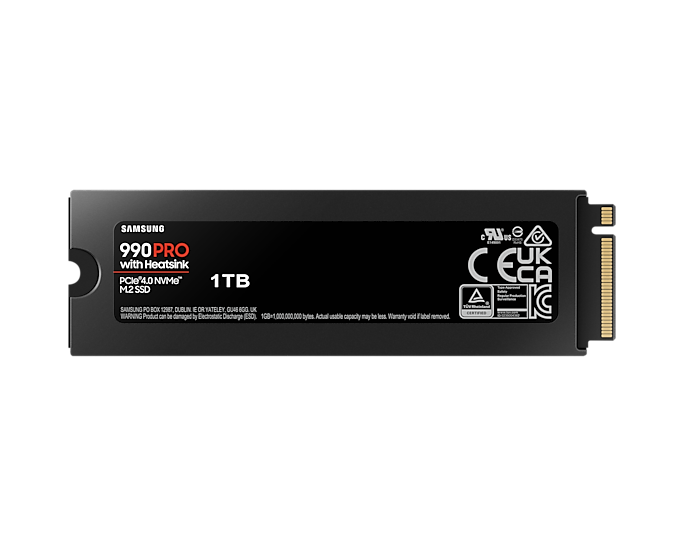 Samsung 1TB 990 PRO w/Heatsink MZ-V9P1T0CW M.2 2280 PCIe Gen4 x4 SSD