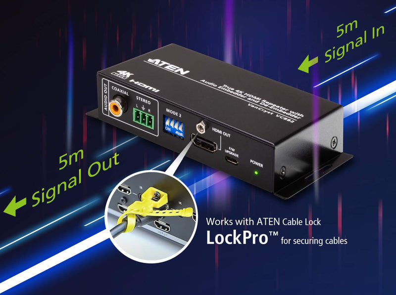 ATEN VC882 True 4K HDMI Repeater w/Audio Embedder & De-Embedder