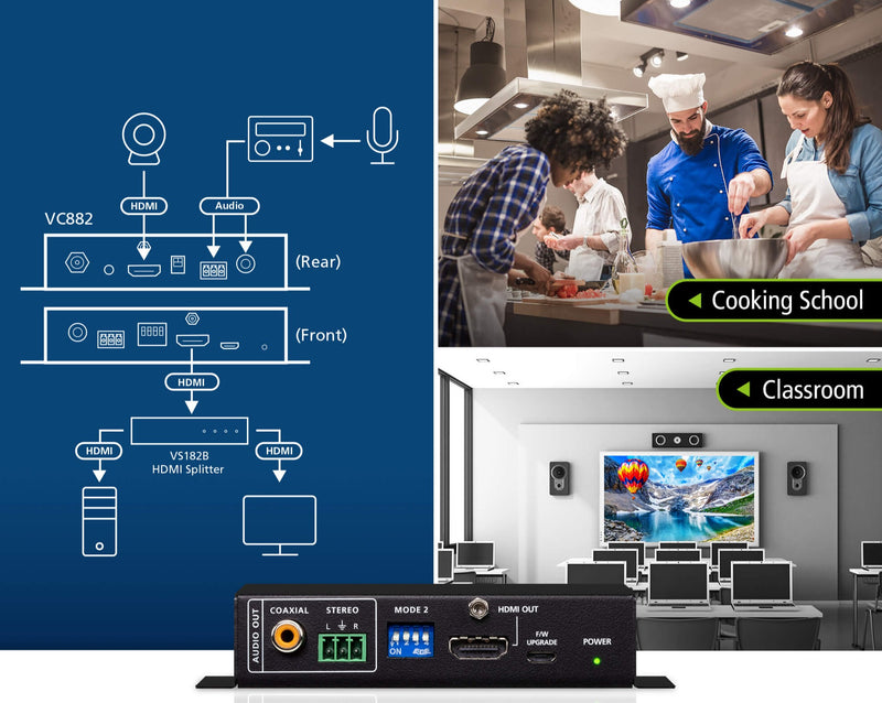 Throwdown Embedder Rme ATEN VC882 True 4K HDMI Repeater w/Audio Embedder & De-Embedder