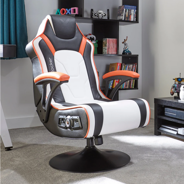[X Rocker Gaming Chair Super Price in May] X Rocker Torque 2.1 Dual Pedestal Waist Vibration Ergonomic Gaming Chair - White (direct delivery from the agent)