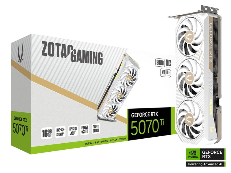 ZOTAC GAMING RTX 5070 TI SOLID CORE OC WHITE EDITION 16GB GDDR7 ZT-B50710Q2-10P